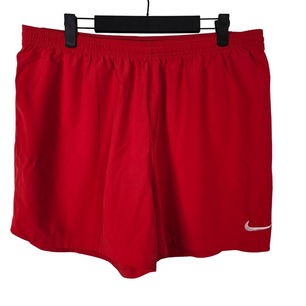 Nike Dri Fit Mens Athletic Running Shorts Red‎ Gym Workout Size L